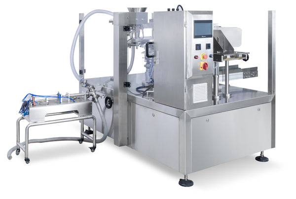 Eight station bag machine with liquid pump matching system