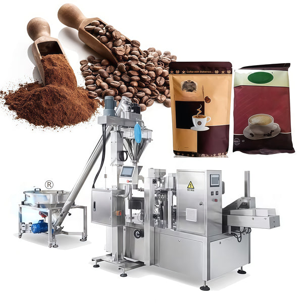 Eight station bag machine with screw matching system