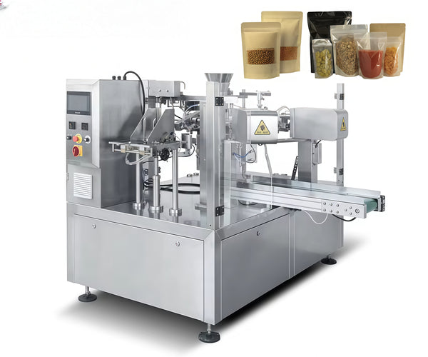 Eight station bag machine with screw matching system